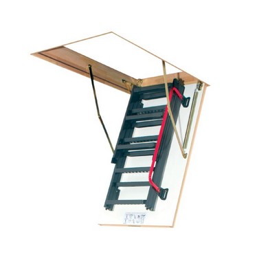 3 Section Steel Folding Loft Ladder (White Hatch) LMK Komfort